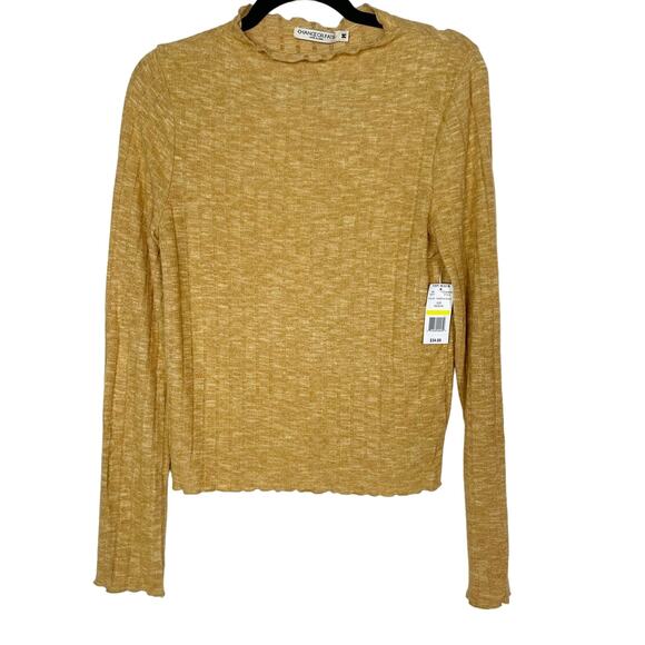 New Chance or Fate Medium Pumpkin Spice Orange Mock Neck Long Sleeve Ribbed Top - Picture 1 of 9